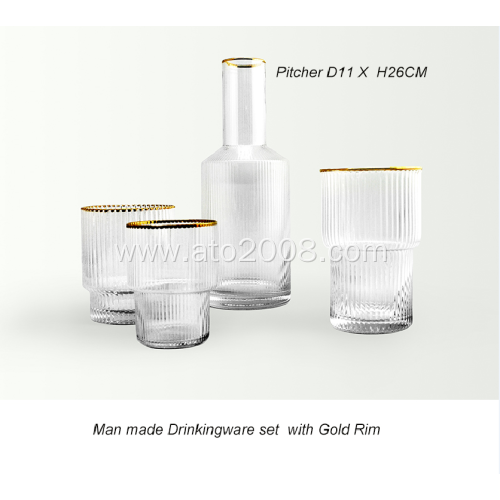 Hand Made Drinkingware Set With Gold Rim